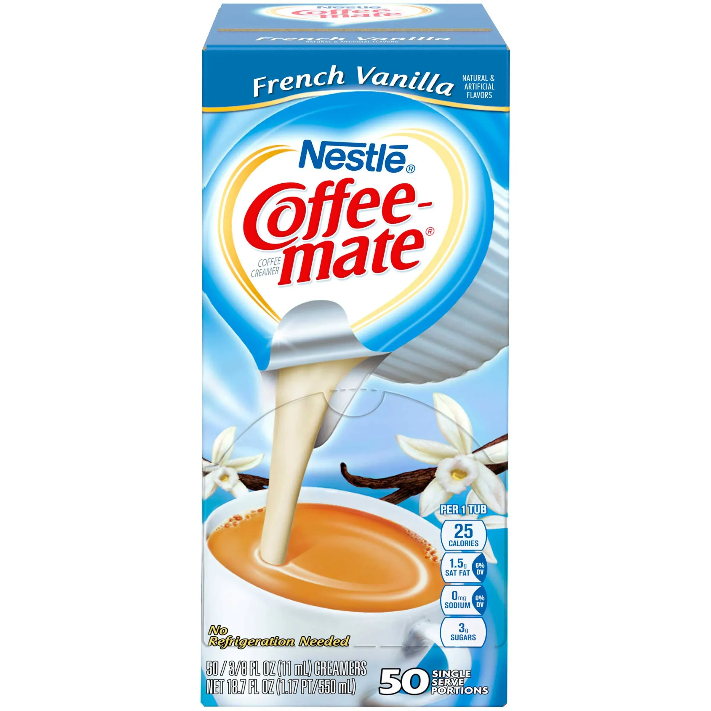 Nestl&eacute;&reg; Coffee-mate&reg; Liquid Creamer, French Vanilla Flavor, 0.38 Oz Single Serve x 50