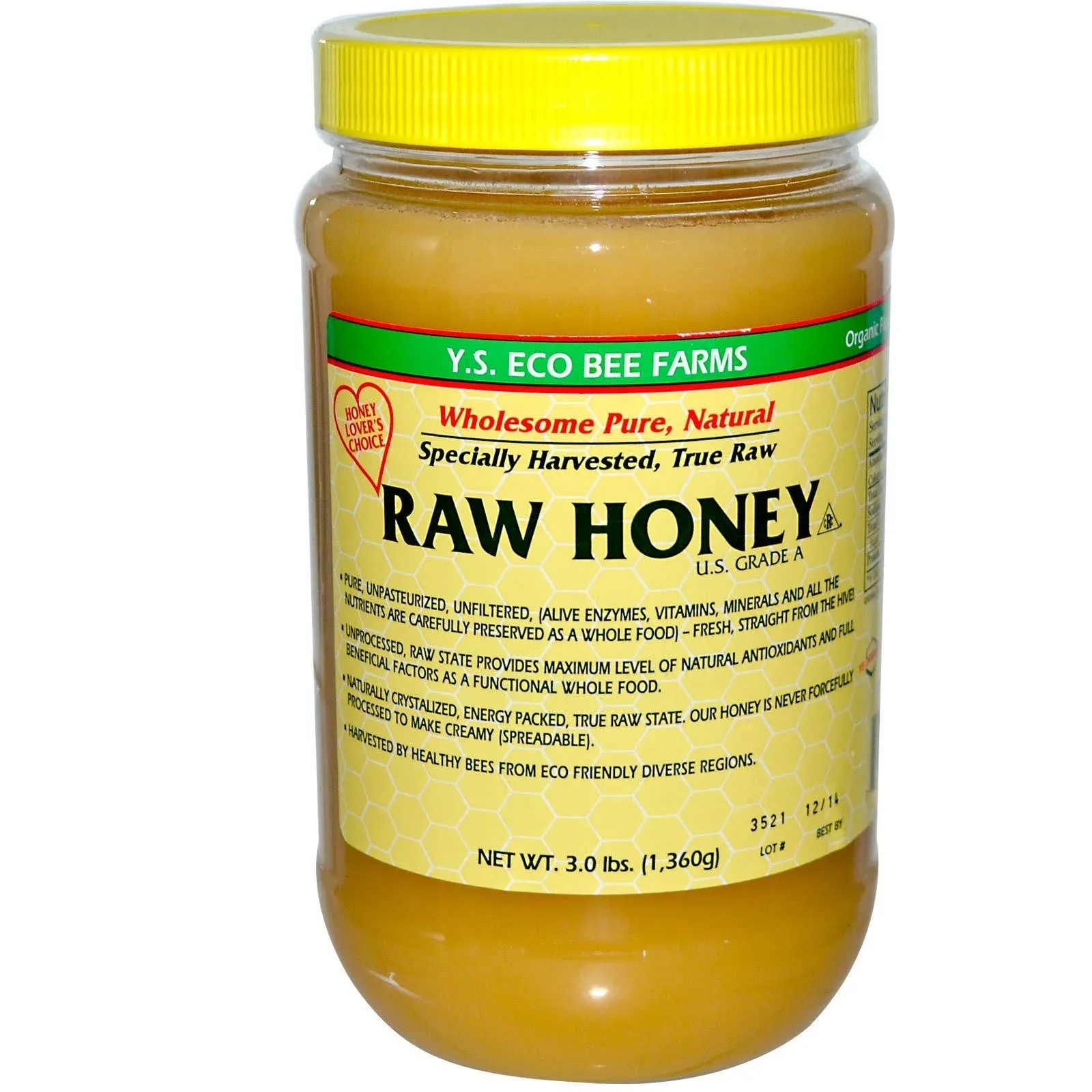 YS Eco Bee Farms RAW HONEY - Raw, Unfiltered, Unpasteurized - Kosher 3lbs