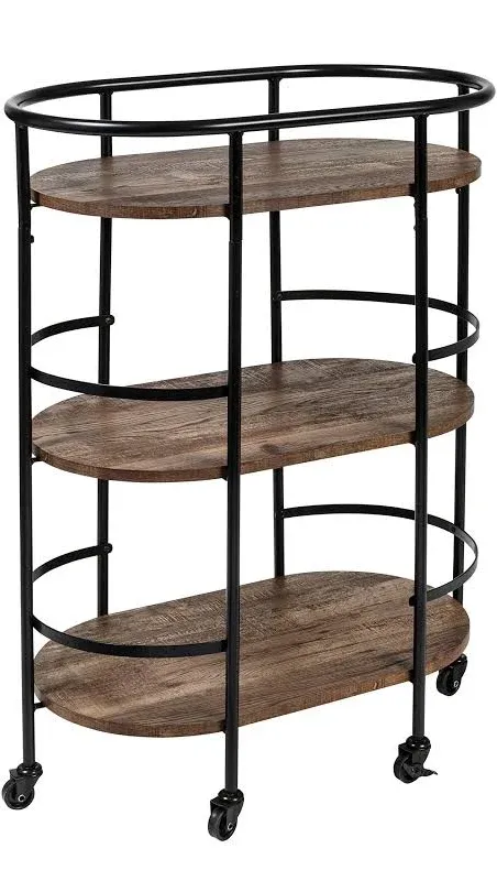 Honey Can Do 3-Tier Rolling Bar & Serving Cart, Black & Rustic Brown CRT-09862 Walnut, 75 lbs