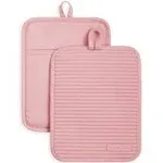 KitchenAid Ribbed Soft Silicone 2-Pack Pot Holder Set Dried Rose