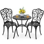 3 Piece Outdoor, Cast Aluminum Patio Bistro Sets with Umbrella Hole .Cushions