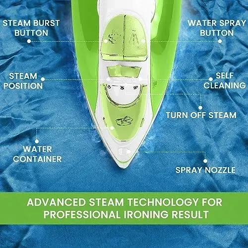 Utopia Home Steam Iron for Clothes - Non-Stick Soleplate - 1200W Clothes Iron - Textile Iron 2.3 meter Long Cord Adjustable Thermostat Control, Overheat Safety Protection & Variable Steam Control Blue