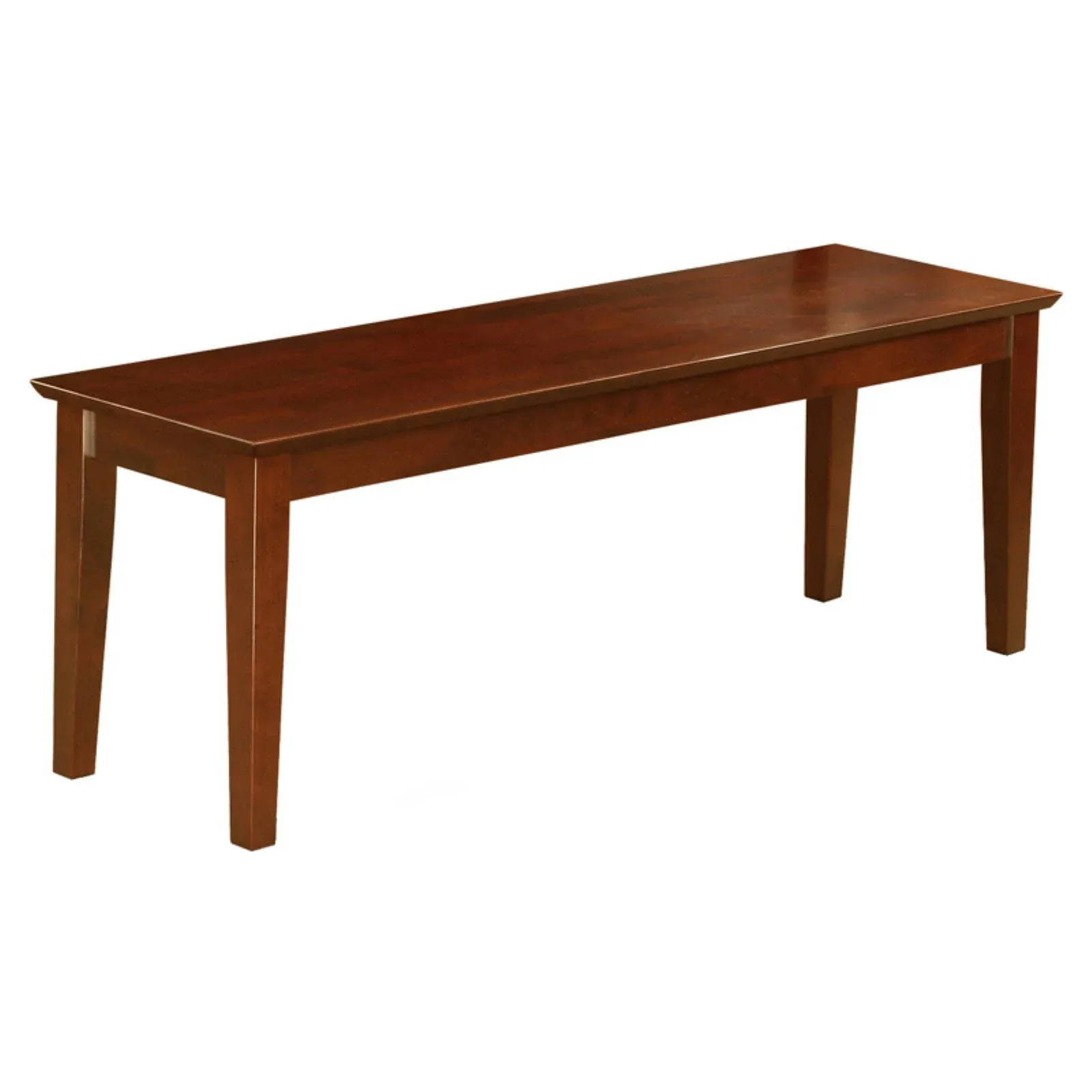 East West Furniture Capri Bench with Wood Seat in Mahogany