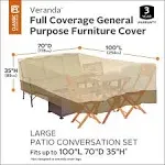 Classic Accessories Veranda Water-Resistant 140 Inch Conversation Set/General Purpose Patio Furniture Cover, Patio Furniture Covers