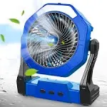 Ausic Upgraded Camping Fan, Misting Fan Portable with Light & 250ml Water Tank, 10000mAh 8 inch Battery Operated Fan Rechargeable Fan,