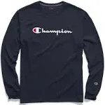 Champion Men's Classic Jersey Long-Sleeve Tee, Script Logo Navy / 2XL