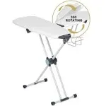 Dazzl 360-Degree Roto-Flip EZ20 Essential Ironing Board - Dual-Sided, Slim Iron Board Top with 8-Level Adjustable Height, Detachable Iron Holder, &