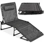 Best Choice Products Patio Chaise Lounge Chair, Portable Outdoor Folding Recliner for Lawn, w/ 8 Positions, Handles, 300lb Capacity - Gray