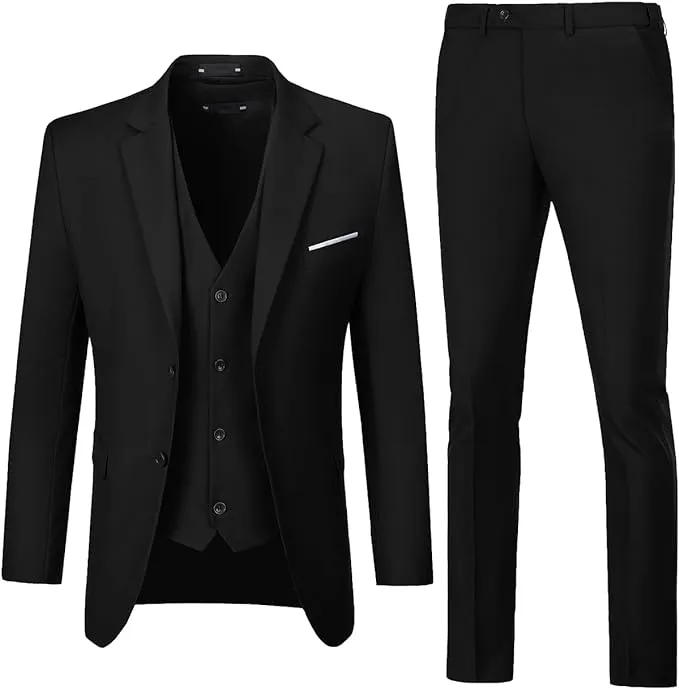 Men Suits 3 Pieces Set Slim Fit Wedding Suit Groomsmen Prom Suit Tuxedo Business Formal Casual Groom Suit Jacket Blazer Pants