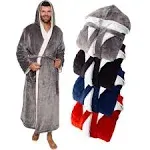 Ross Michaels Mens Robe Big & Tall with Hood - Long Plush Sherpa Lined Bathrobe