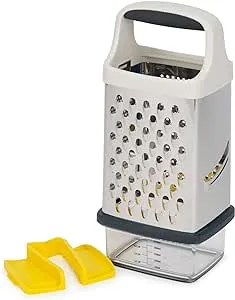 Joseph Joseph Multi-Grip Box Grater with Precision food grip, Stainless Steel blades for grating and slicing, non-slip base, Dishwasher safe