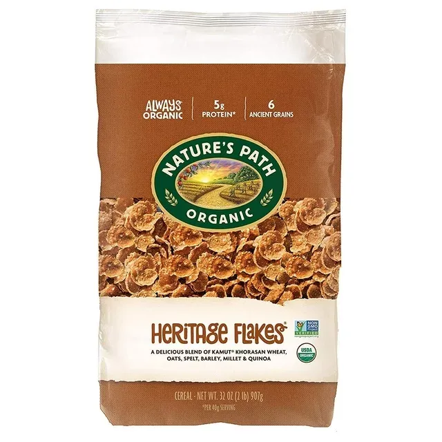 Organic Heritage Flakes Cereal, 2 Lbs, Eco-Friendly Packaging (Pack of 6)