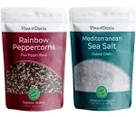 Viva Doria Malabar Black Peppercorns – Whole Black Pepper, 12 Oz (340g) & Himalayan Pink Salt, Coarse Grain, 2 lb (907g) For Grinder Refills