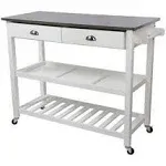 Homegear Open Storage Kitchen Cart with Shelves - Stainless Steel Top