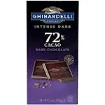 Ghirardelli Dark Chocolate, Intense Dark, 72% Cacao - 3.5 oz