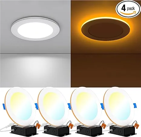 Sunco 4-Pack 6 Inch Ultra Thin LED Recessed Ceiling Lights