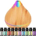 Essential Oil Diffusers 550ml Diffuser,10 Essential Oils Diffuser Gift Set,Advanced Ceramic Ultrasonic Technology Aromatherapy Diffusers Auto Shut-Off for 15 Ambient Light Settings（Black）