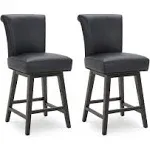 Spruce & Spring Noah Upholstered 26-inch Counter Height Swivel Barstool Set of 2