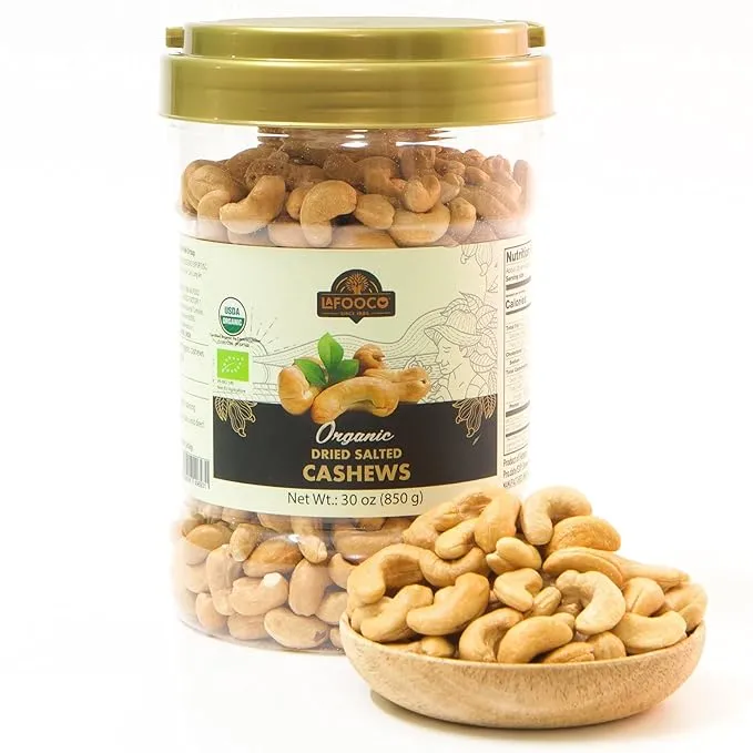 Lafooco Organic Dried Salted Cashews, Cashews Roasted Salted Cashews Vegan Snacks Great for Gift Giving Friends, Colleges On Celebrations, Birthdays