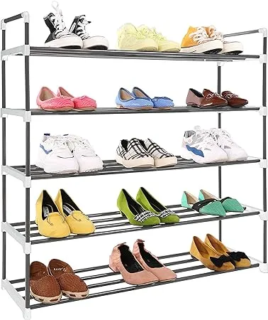 Knight 5 Tier Heavy Duty Metal Shoe Rack Quick Assembly No Tools Required | Shoe ...