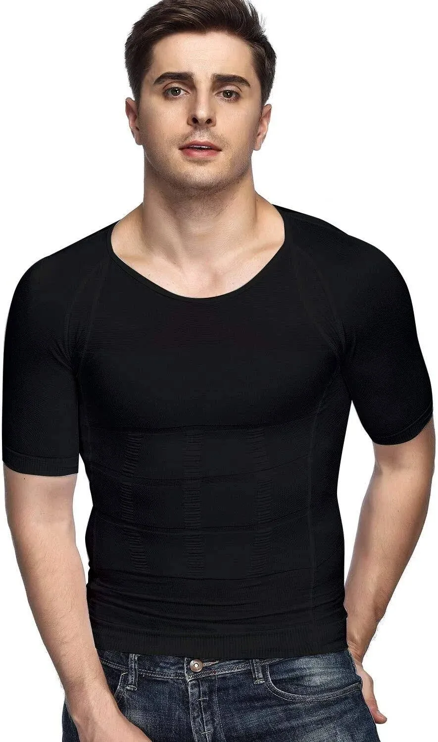 Odoland Men's Body Shaper Slimming Shirt Tummy Vest Thermal Compression Base ...