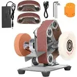 NunDunco Mini Belt Sander - Electric Knife Sharpener Sanding Machine, 7 Adjustable Speed Bench Grinder Table Polisher Buffer for Metal Woodworking,