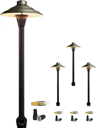 Coloer Brass Low Voltage Walkway Lights for Outside Bronze Finish 4-Pack with LED ...