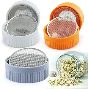 5 Pack Sprouting Lids for Wide Mouth Mason Jars, Plastic Sprout Lid, Bean Screen