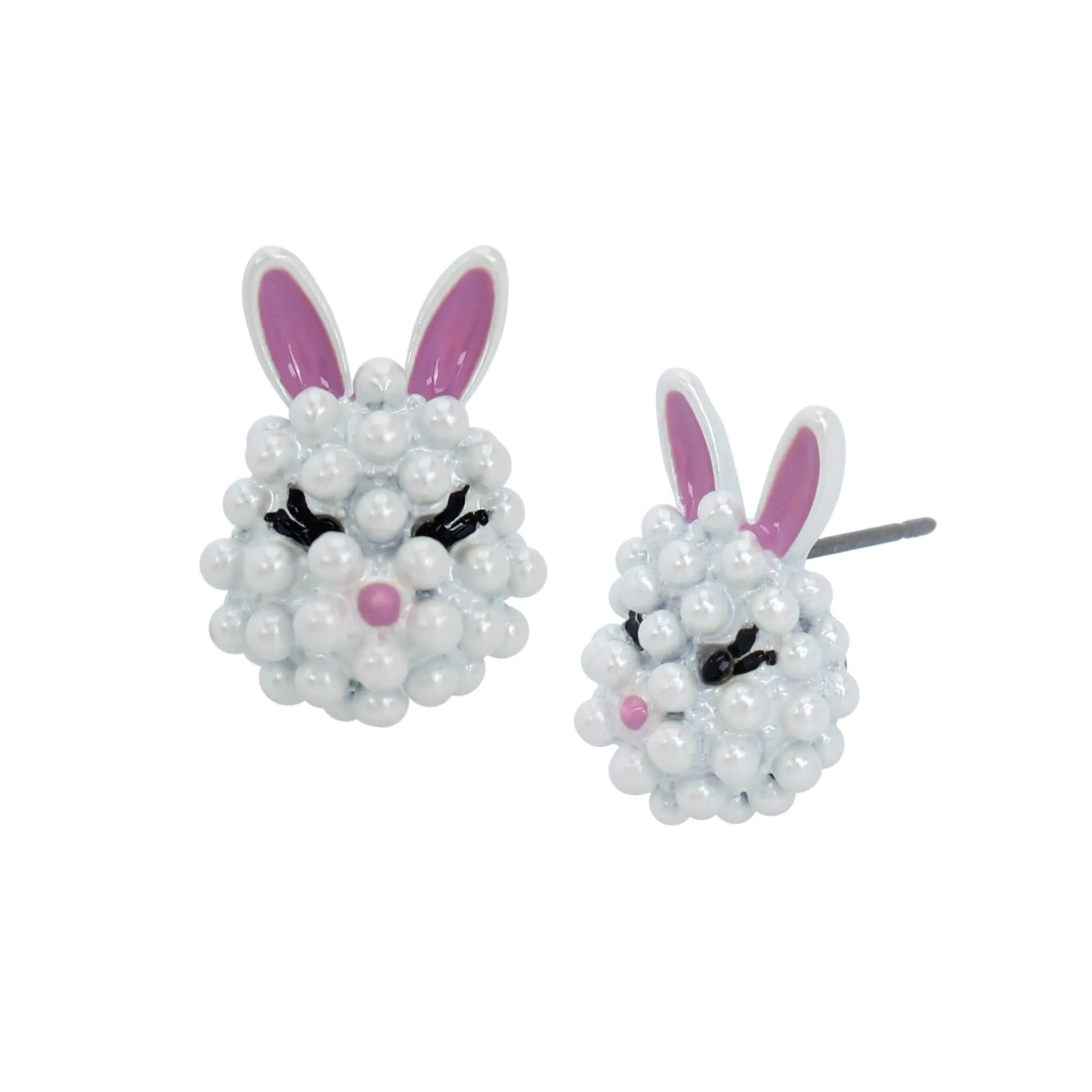 Faux Pearl Bunny Stud Earrings In Pearl,gold