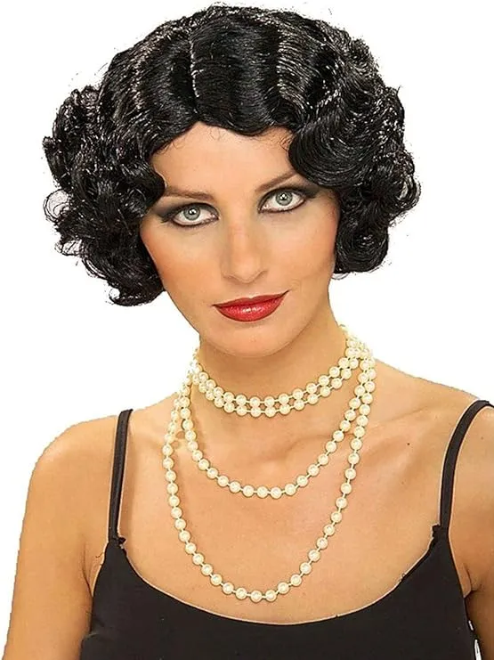 Roaring 20&#039;s Flapper Adult Wig - Black Halloween Costume Accessory NEW