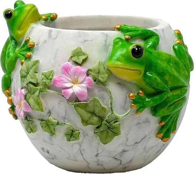 Spoontiques Frogs Flower Pot, Home Décor, Tabletop Decoration, Vase Window Décor, Indoor Outdoor Décor