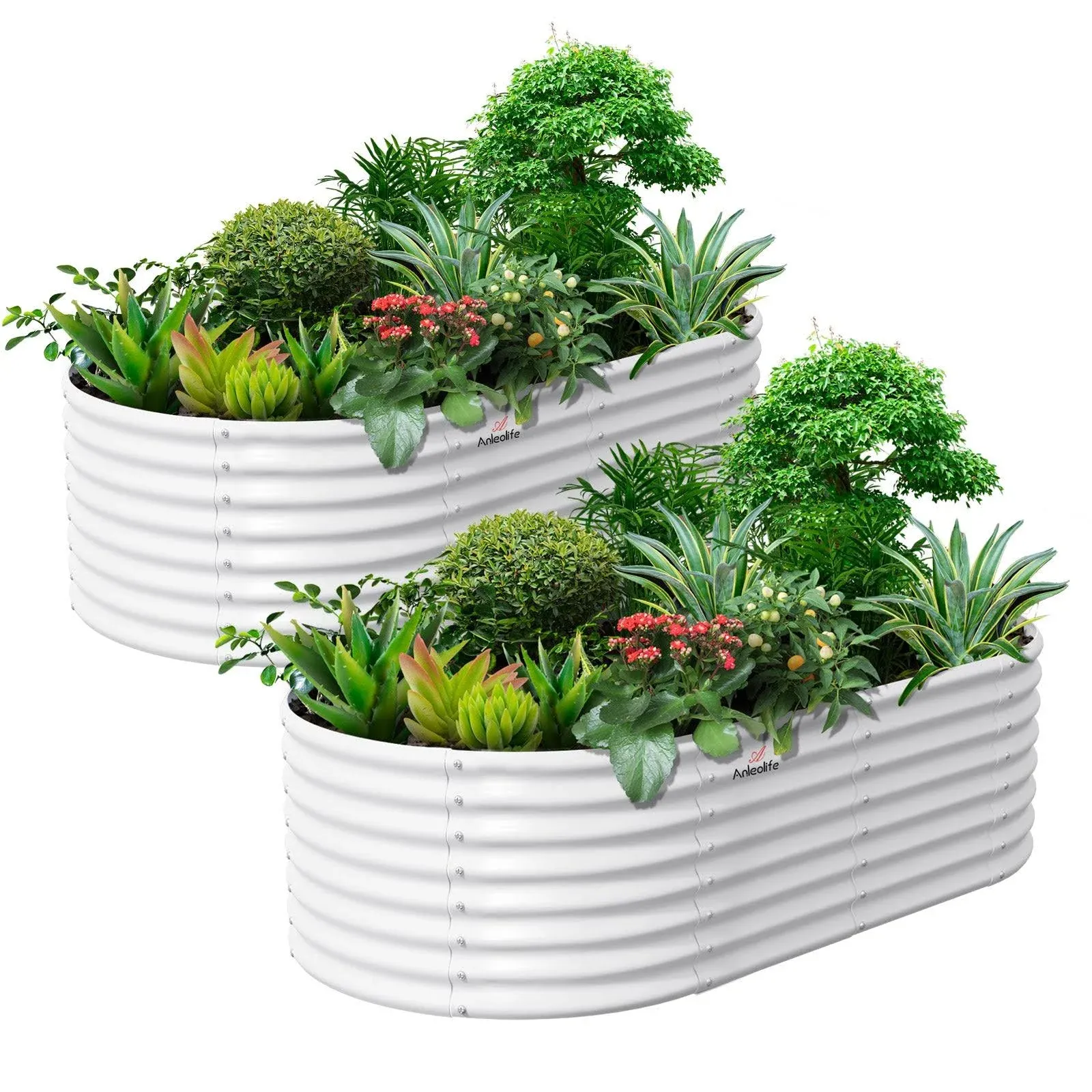 8x4x2ft Galvanized Raised Garden Bed Kit, Oval Metal * Planters for Outdoor Plants Vegetables Flowers Herb, Large Bottomless, 478 Gallon Capacity