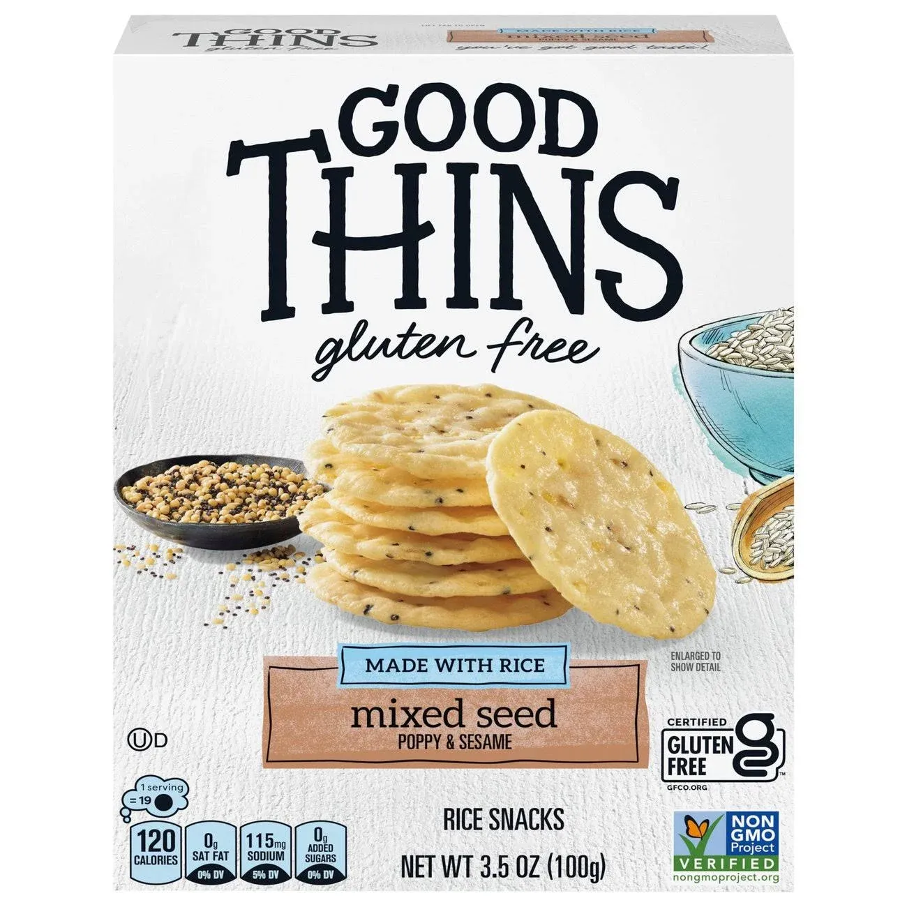 Good Thins Rice Snacks, Gluten Free, Mixed Seed 3.5 oz