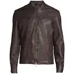 Shop John Varvatos Men's Band Collar Leather Jacket In Chocolate