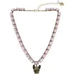 Betsey Johnson Frenchie Pendant Tennis Necklace - Pink