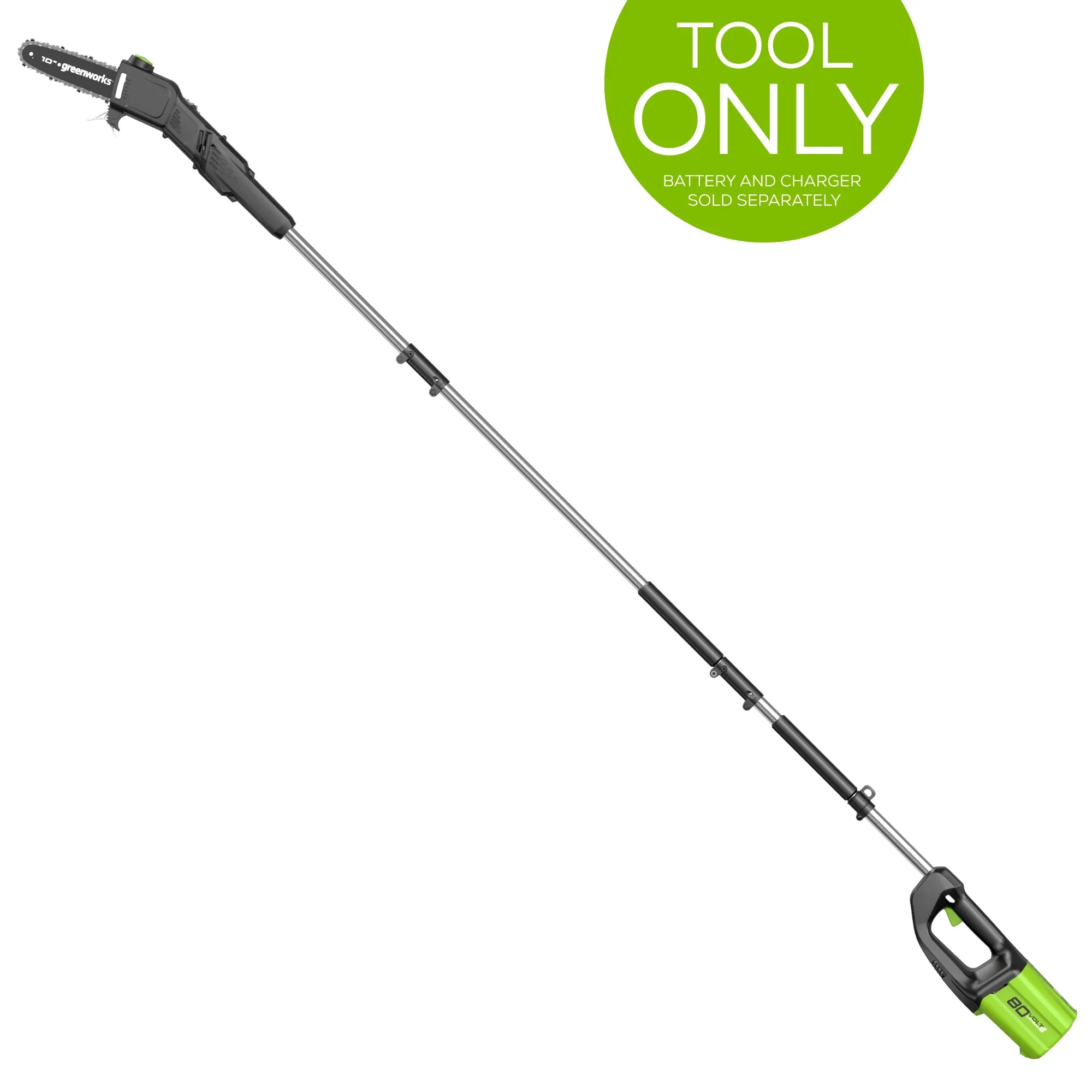 Greenworks 80V 10" Cordless Polesaw (Great For Pruning and Trimming Branches / 75+ Compatible Tools), Tool OnlyGreenworks 80V 10" Cordless Polesaw (Great For Pruning…