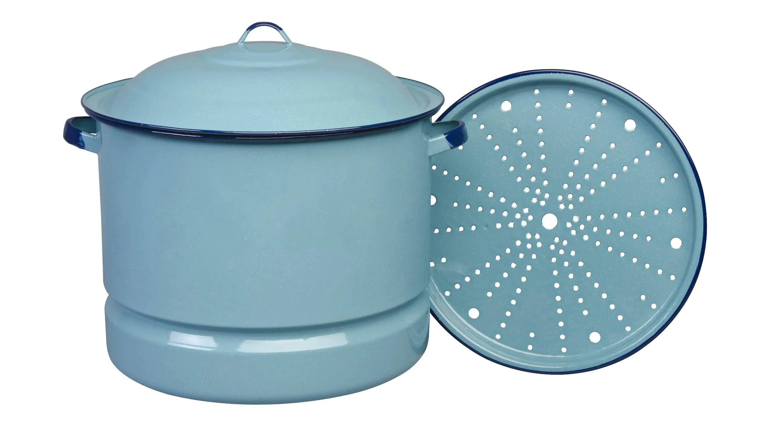 Cinsa 15-Quart Steamer Pot with Lid &amp; Trivet, Turquoise Blue.