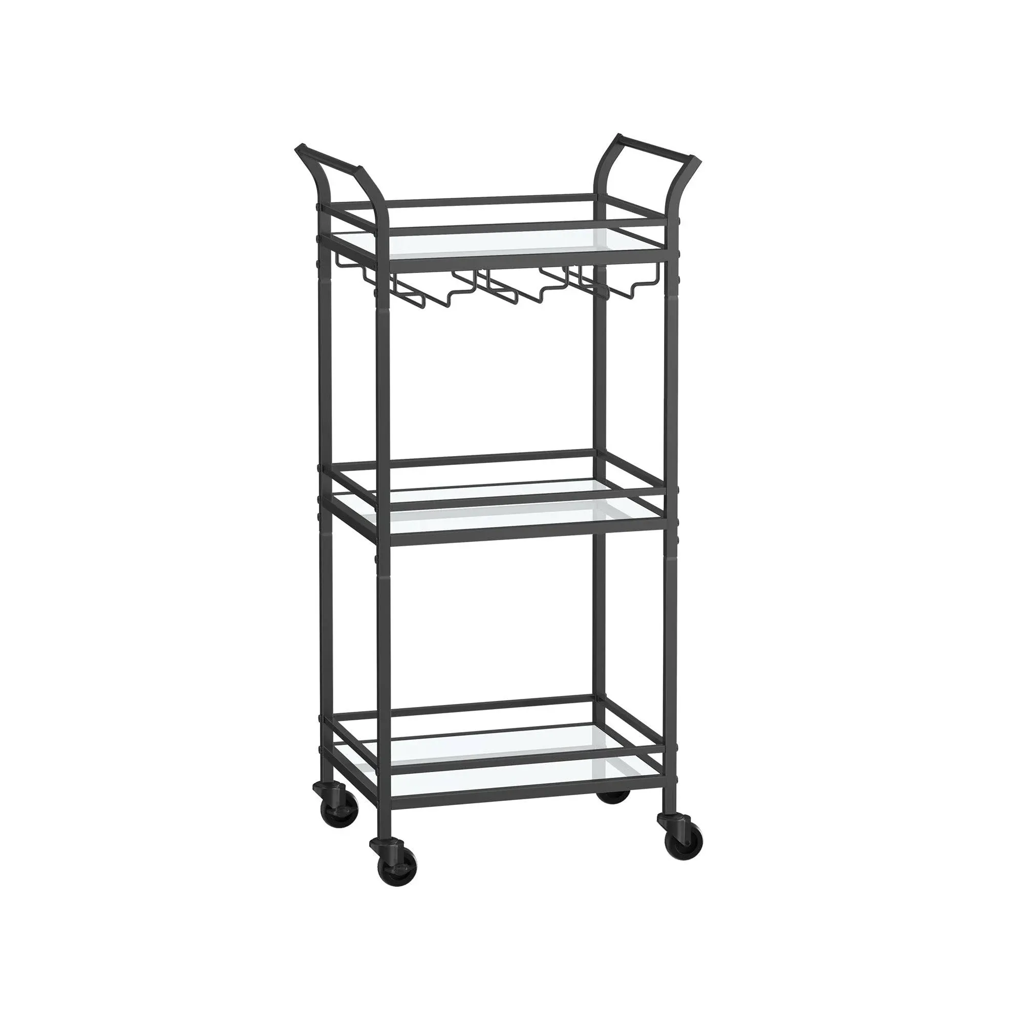 VASAGLE Bar Cart Home Bar Serving Cart Small Bar Cart with 3-Tier Shelf