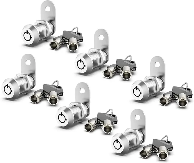 6 Pack Cabinet Locks with Keys 1-1/8&#034; Cam Locks Keyed Alike RV Storage Lock f...