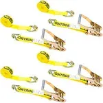 USCC 2&#034; X 12&#039; Ratchet Straps w/Double J Hooks - Yellow 4PK