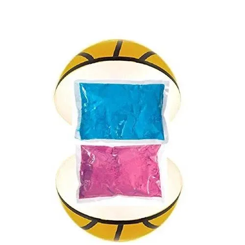 Gender Reveal Basketball Pink and Blue Powder Kit for Baby Boy Girl Party | Spill Proof | 1 Basketball Shell + 2 Color Packs | Non Transparent