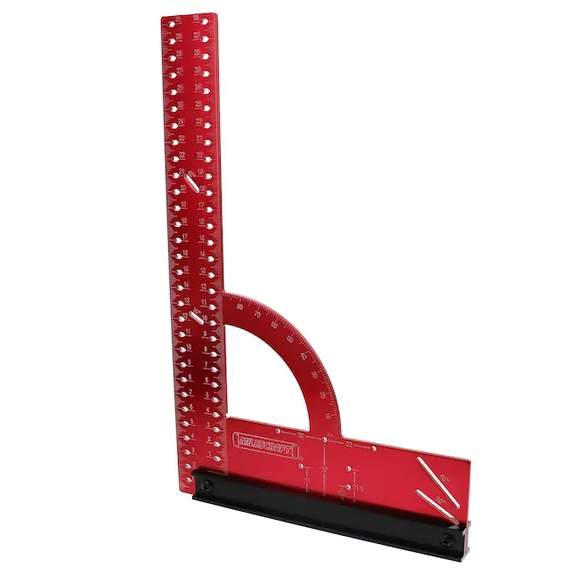 Milescraft 12 in Aluminum Carpenter Square with Inside/Outside Scales and Quick Angle Finders - Red | 84100003