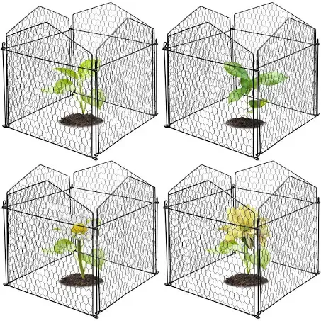 DECOHS 4 Packs Chicken Wire Cloche Plant Protectors from Animals Garden Plant Cage Protector - Wire Plant Protectors to Keep Animals Out