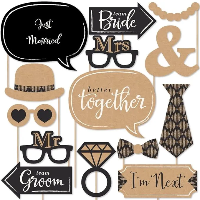 Better Together - Wedding Photo Booth Props Kit - 20 Count