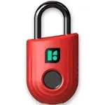 igloohome Padlock Lite Red (New!) Keyless Fingerprint Padlock with Mobile App (iOS, Android) – Water Resistant Padlock for Lockers, Homes, and Storage Spaces (Type-C Rechargeable)