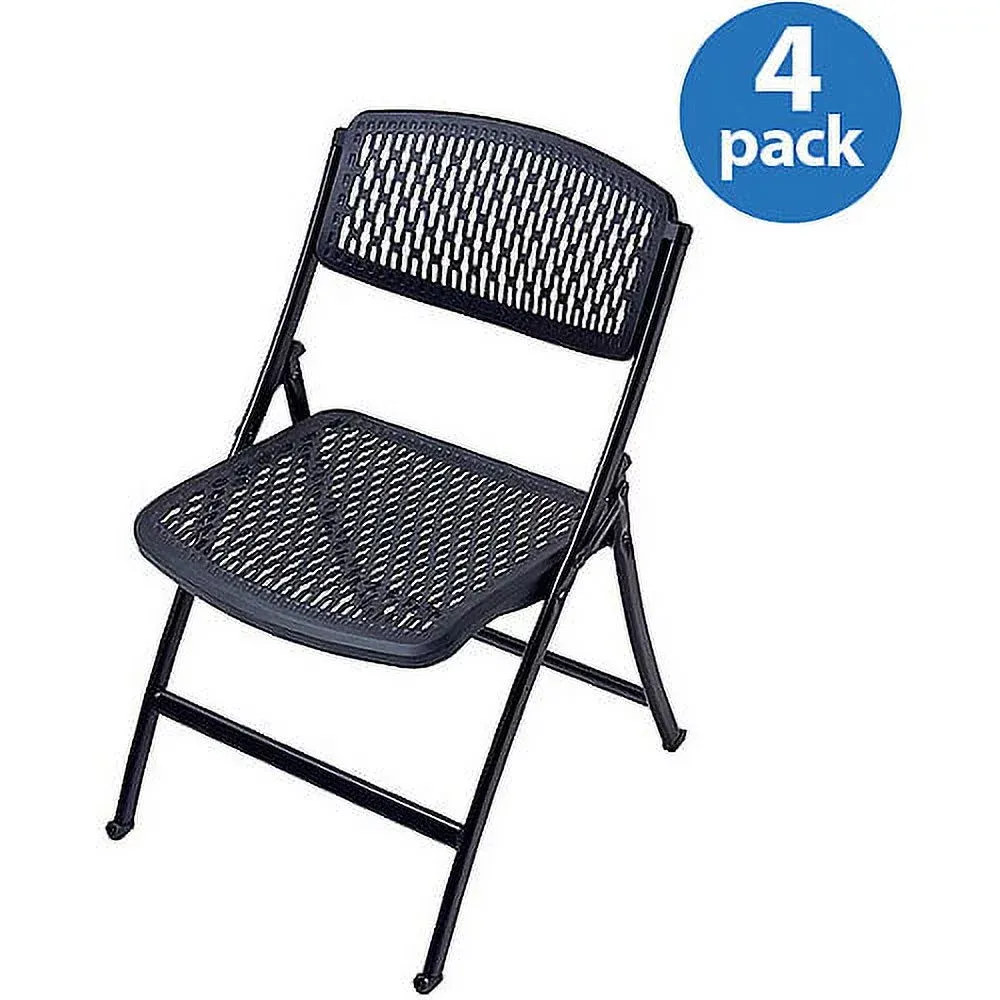 Mity-Lite Flex One Folding Chair, 18-8 Steel, Black, 4-Pack