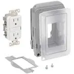 1-Gang Extra Duty Non-Metallic Low Profile While-In-Use Weatherproof Horizontal/Vertical Receptacle Cover and GFCI, Gray