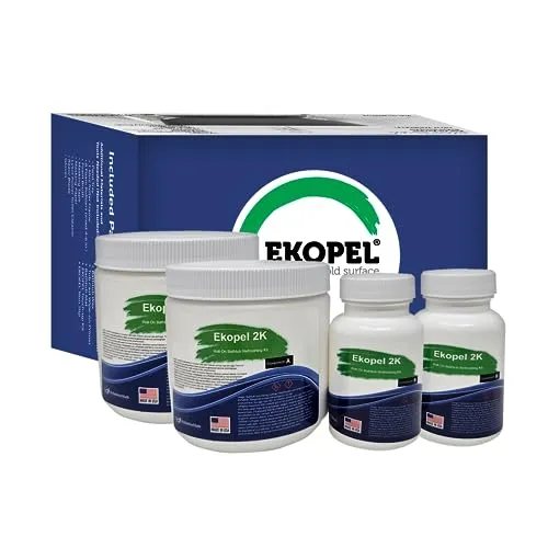 Ekopel Roll On Bathtub Refinishing Kit - Made in The USA - Easy 2 Coat Roll on Finish - Odorless Tub and Tile Reglazing - Most Durable, No Peel Formula - 20X Thicker Than All Other Refinishing Kits (No Tools) - Gloss White