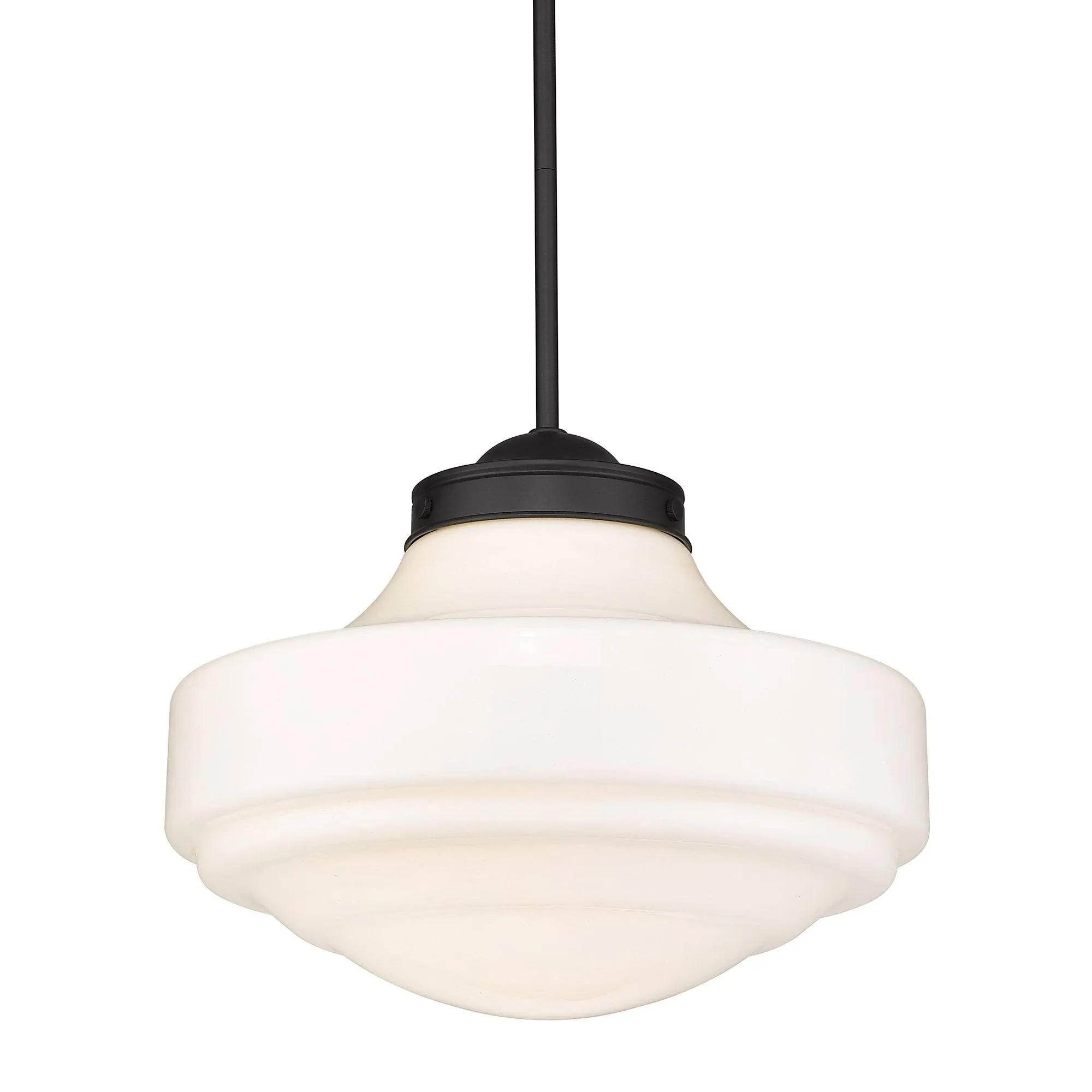 Ingalls 1 Light 16 inch Matte Black Pendant Ceiling Light in Vintage Milk Glass, Large