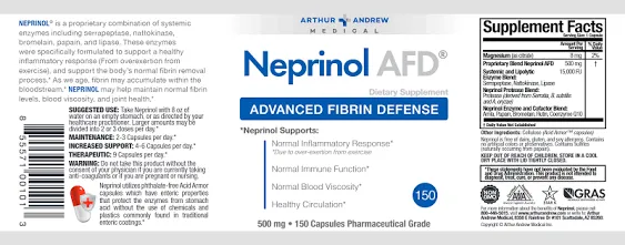 Arthur Andrew Medical, Neprinol AFD, Advanced Fibrin Defense, 500 mg, 90 Capsules